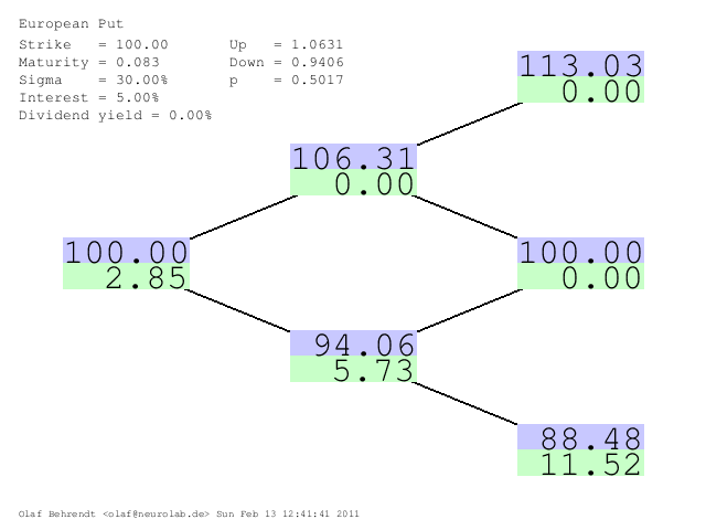 Two Step Binomial Tree for European Put Option